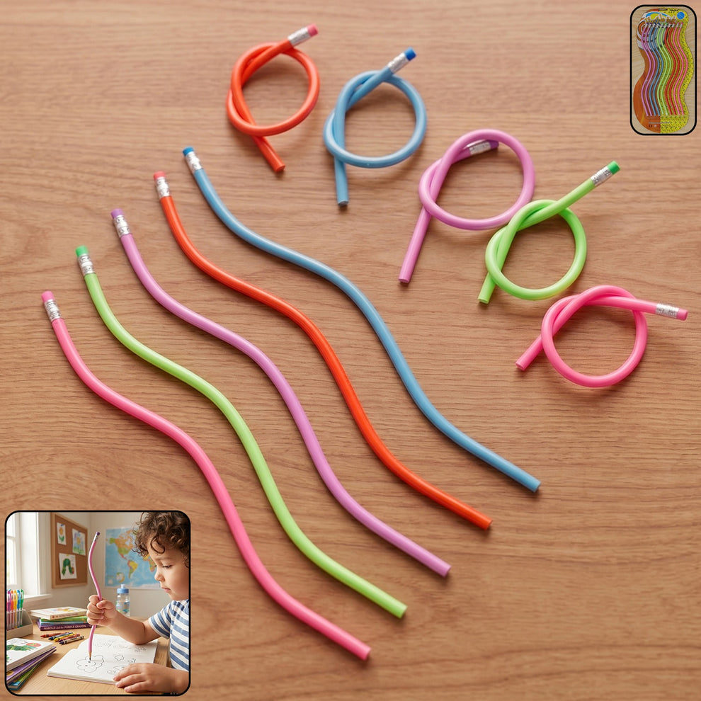 Flexible Bendy Soft Pencils With Eraser – 10 Pc