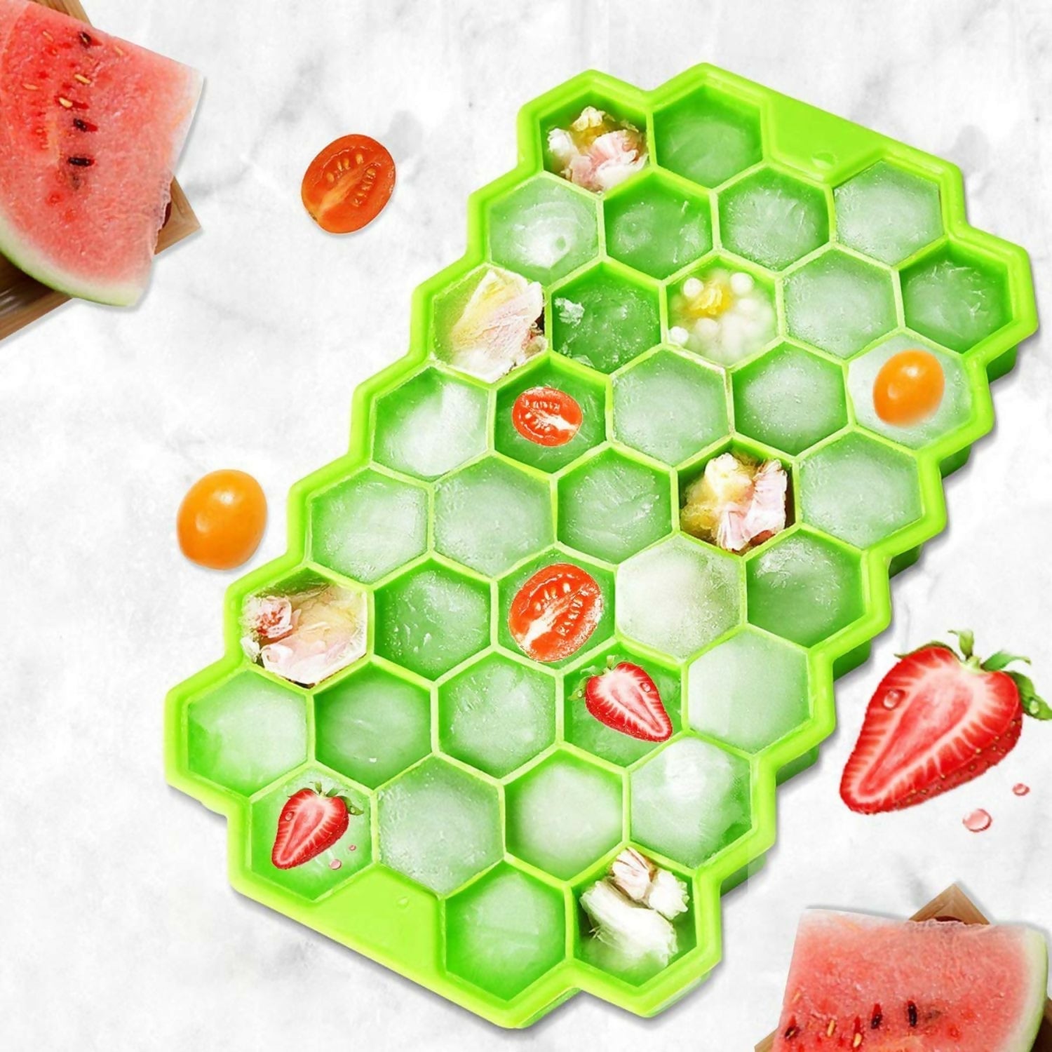 Ice Tray With Lid Pack Of 3 Pc Set Multi Color , Kitchen Products