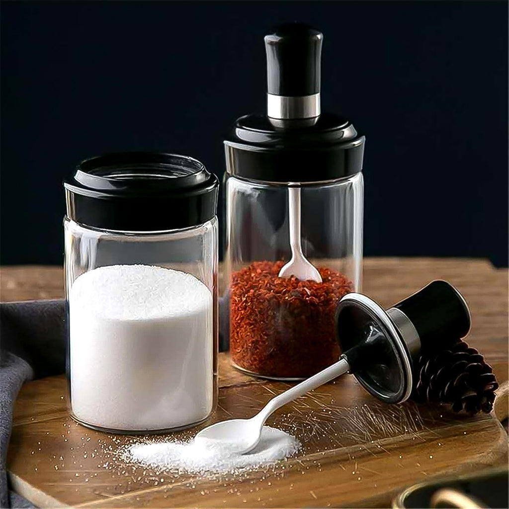 Glass Storage Jar With Built-In Spoon Approx 250ml , Kitchen products