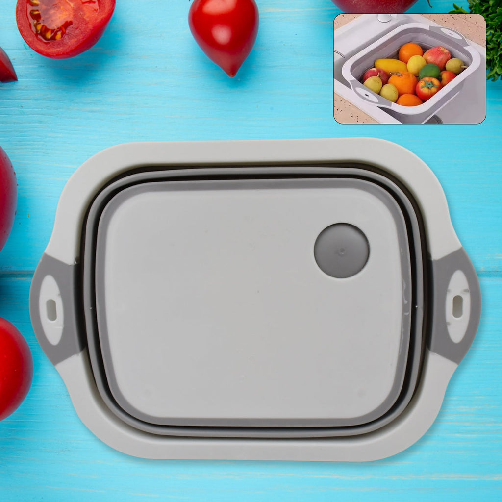 3 in 1 Collapsible Cutting Board With Dish Tub Basket , Kitchen products