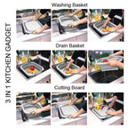3 in 1 Collapsible Cutting Board With Dish Tub Basket , Kitchen products