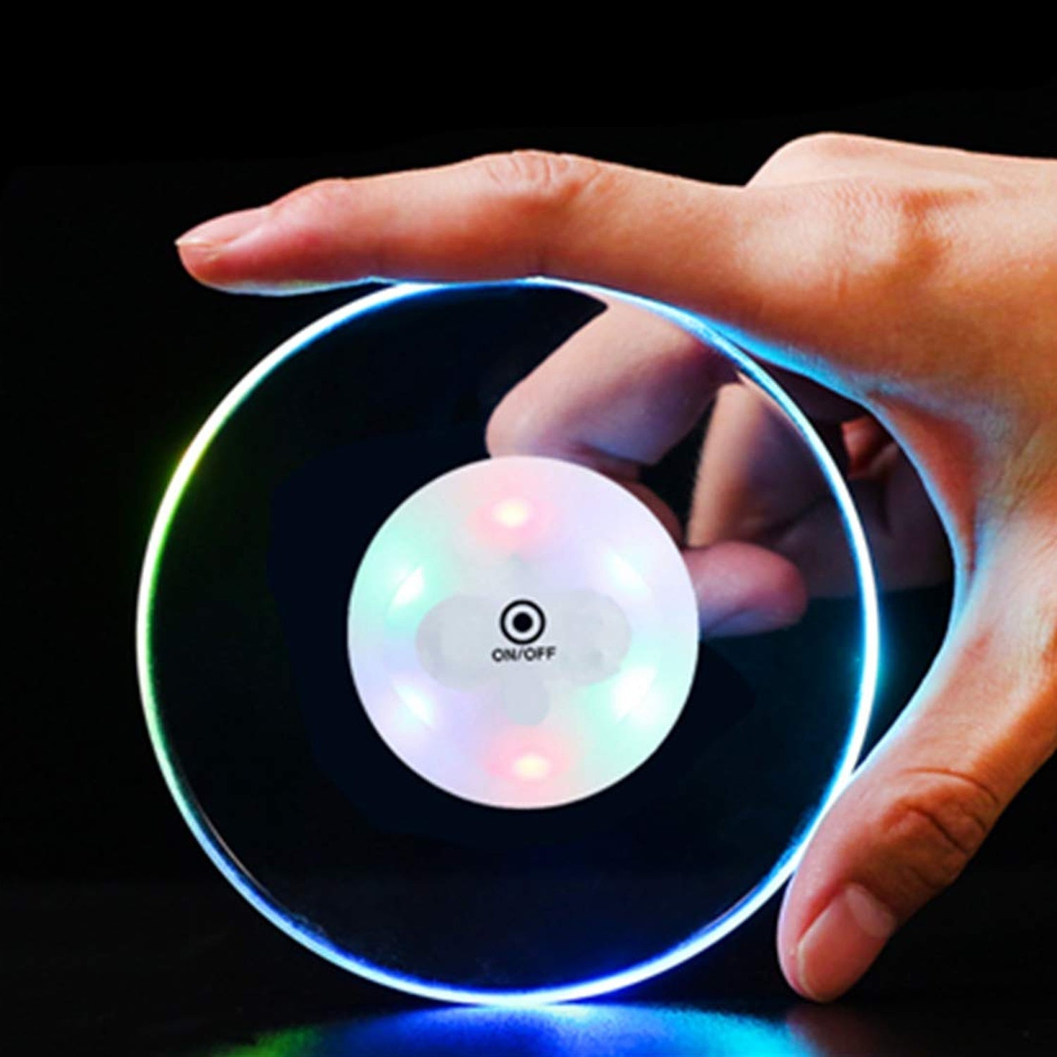 Colorful LED Cocktail Coaster, Round LED Drink Coaster (1 Pc)