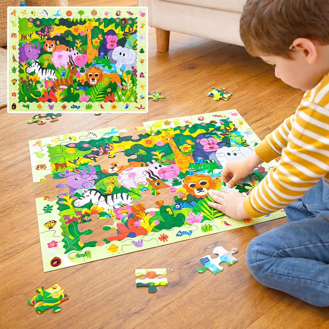 Jungle Animal Theme Interlocking Puzzle Toy for Kids