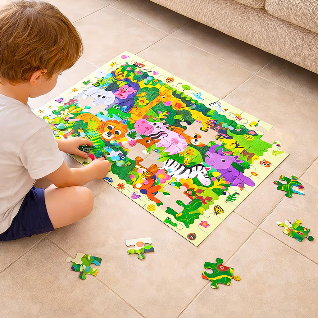 Jungle Animal Theme Interlocking Puzzle Toy for Kids