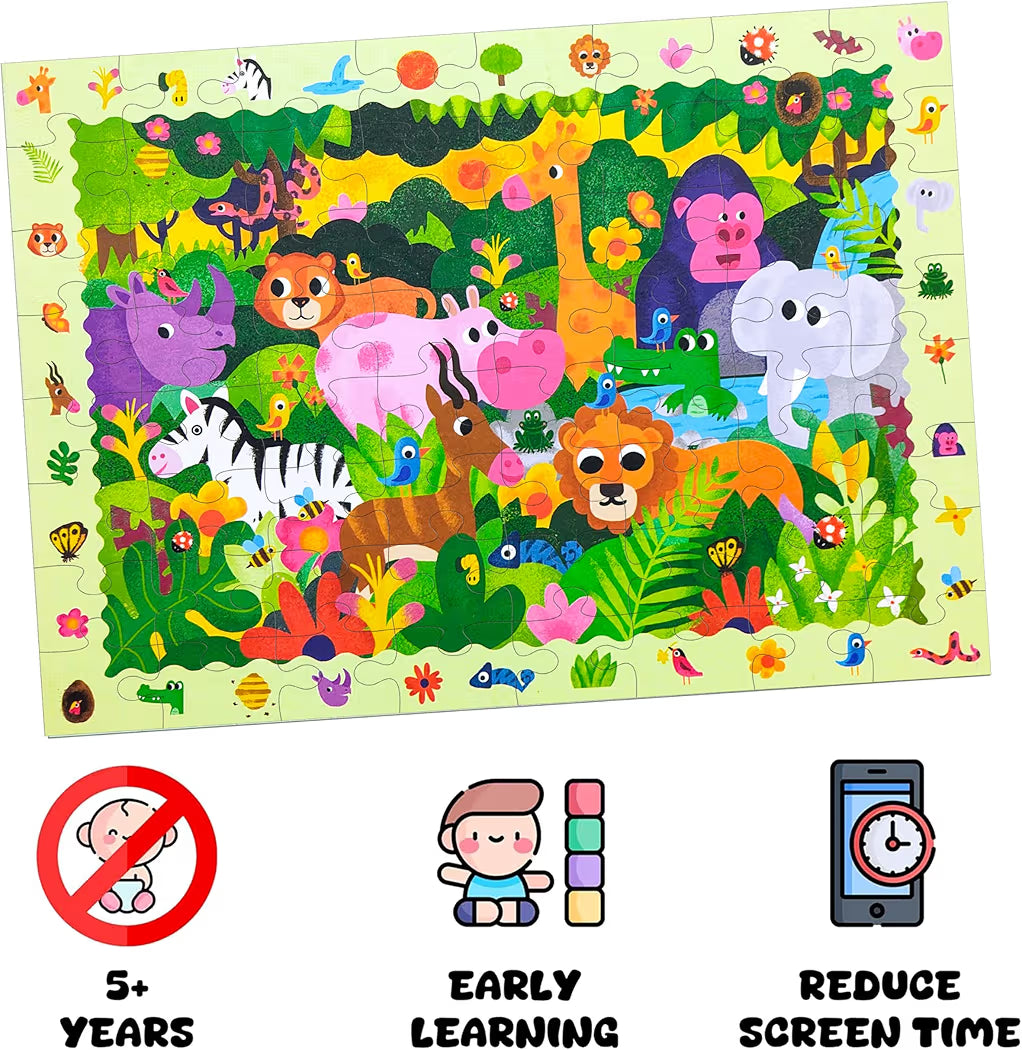 Jungle Animal Theme Interlocking Puzzle Toy for Kids