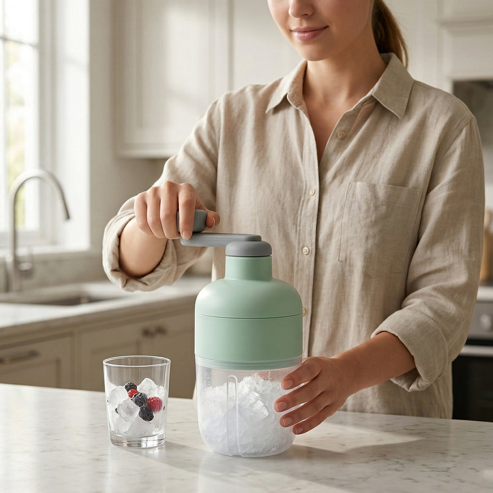 Manual Ice Crusher Shaved Ice Machine with Hand Crank (1 Set)