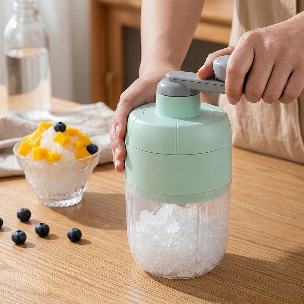 Manual Ice Crusher Shaved Ice Machine with Hand Crank (1 Set)