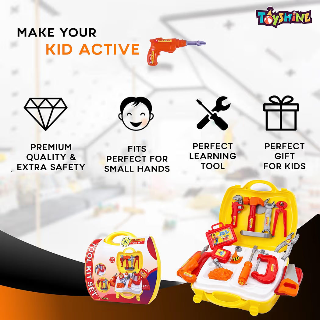 Toyshine DIY Portable Tool Set Toy with Briefcase, Accessories