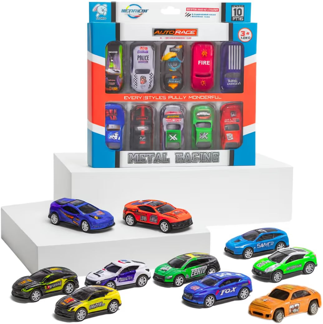 Storio Mini Racing Metal Cars Set for Kids Pack of 8