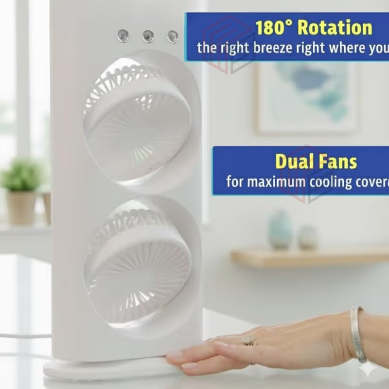 Portable Double-Ended Spray Fan, USB Rechargeable