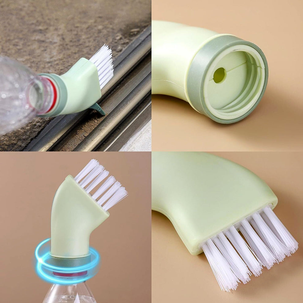 Multipurpose Bottle-Connectable Cleaning Brush with Built-In Scraper (2 Pc)