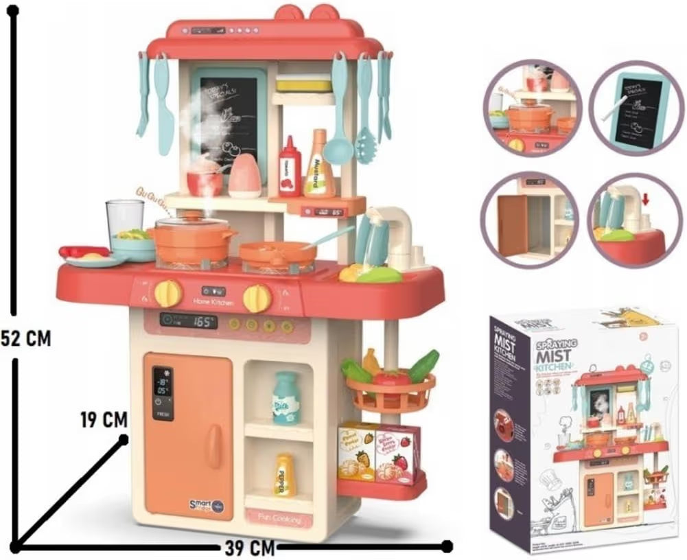 Storio Toys Kitchen Set for Kids Girls Big Cooking Set Light and Sound Pretend