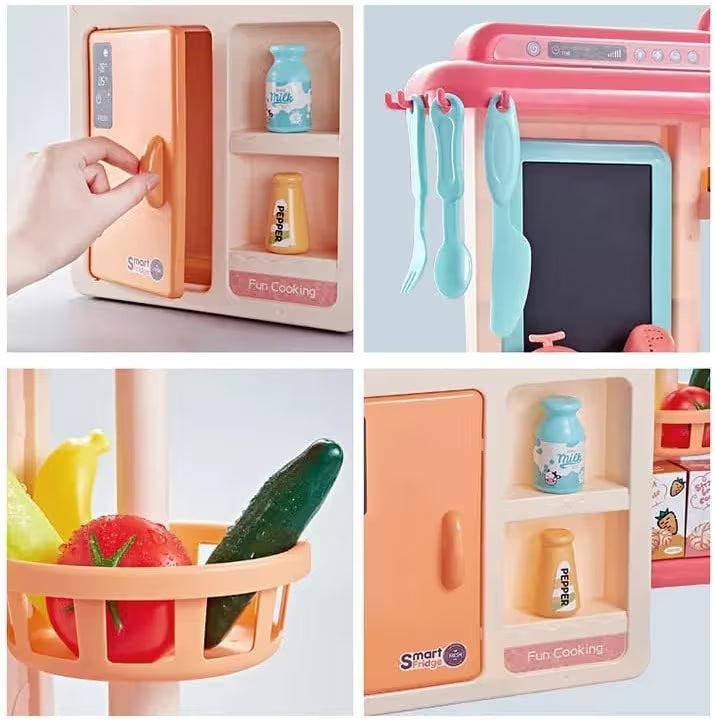 Storio Toys Kitchen Set for Kids Girls Big Cooking Set Light and Sound Pretend