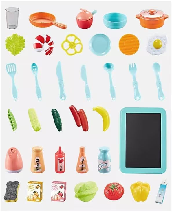 Storio Toys Kitchen Set for Kids Girls Big Cooking Set Light and Sound Pretend