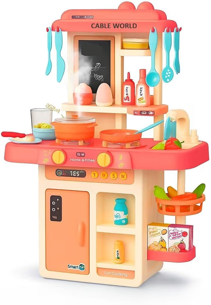 Storio Toys Kitchen Set for Kids Girls Big Cooking Set Light and Sound Pretend