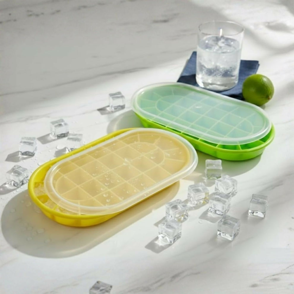 30 Grid Silicone Ice Cube Tray with Lid (Pack of 2)