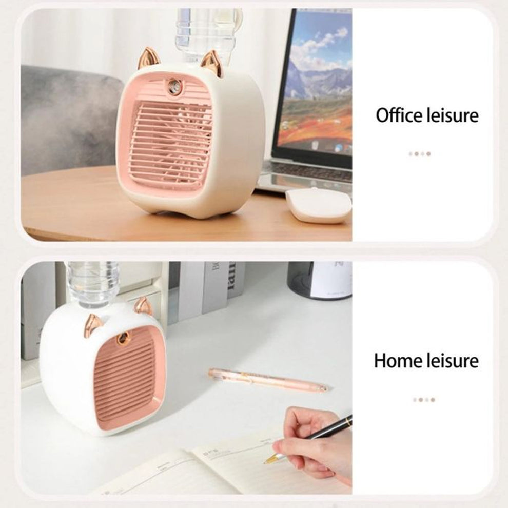 Portable Mini Air Cooler Fan – Cool Air + Mist Spray Relief